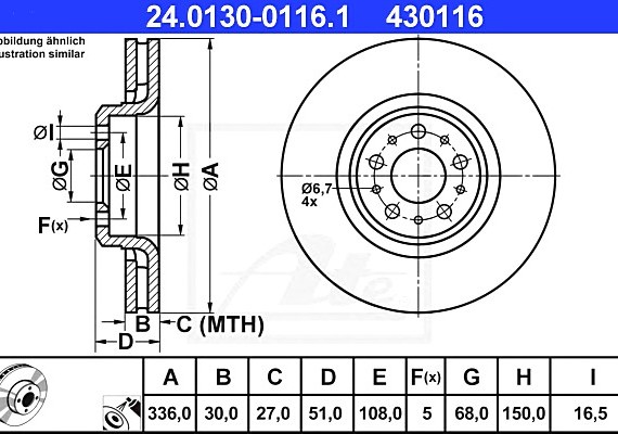 24013001161 Ate Диск тормозной 24013001161 ATE