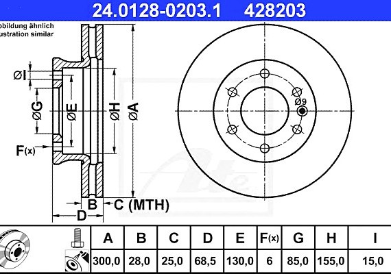 24012802031 Ate Диск тормозной 24012802031 ATE