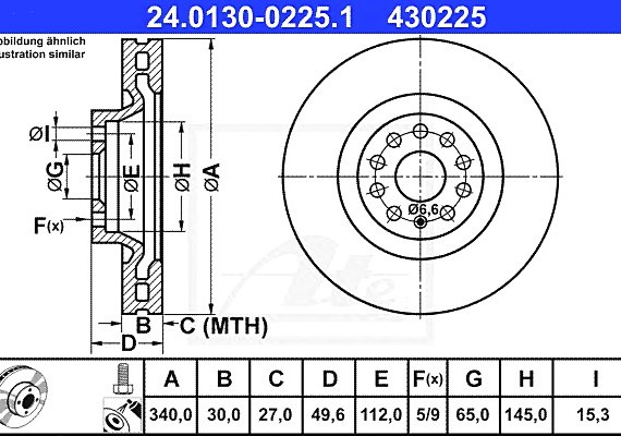 24013002251 Ate Тормозной диск 24013002251 ATE