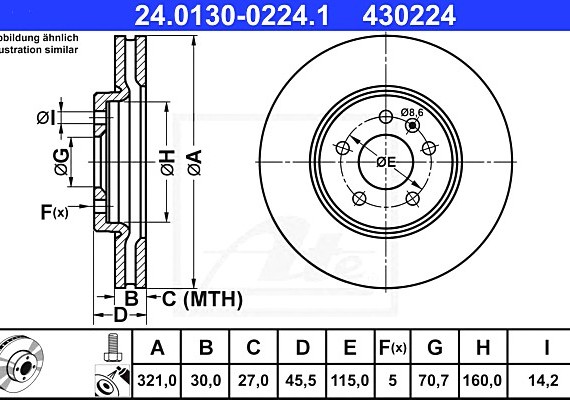 24013002241 Ate Тормозной диск 24013002241 ATE