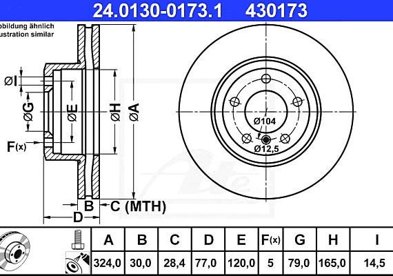 24013001731 Ate Диск тормозной 24013001731 ATE