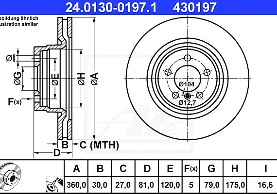 24013001971 Ate Диск тормозной 24013001971 ATE