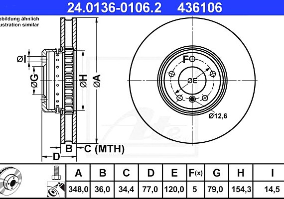 24013601062 Ate Диск тормозной 24013601062 ATE