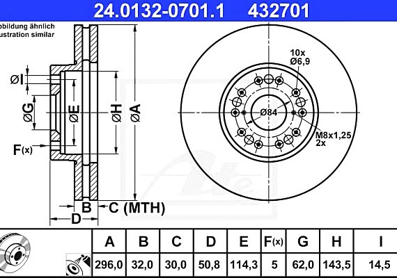 24013207011 Ate Диск тормозной 24013207011 ATE