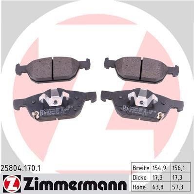 Фото колодки гальмівні дискові 258041701 Zimmermann 258041701 Zimmermann Колодки гальмівні дискові