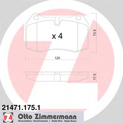 214711751 Zimmermann Колодки гальмівні дискові, к-кт