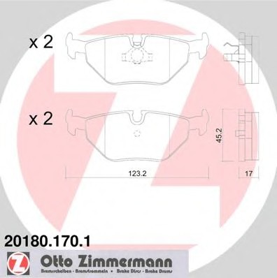 201801701 Zimmermann Колодки гальмівні дискові, к-кт