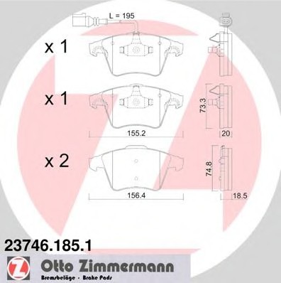 237461851 Zimmermann Колодки тормозные (с датчиком)