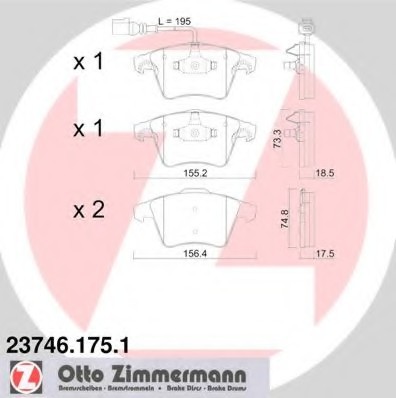 237461751 Zimmermann Колодки гальмівні дискові, к-кт