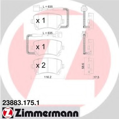 238831751 Zimmermann Колодки гальмівні дискові, к-кт