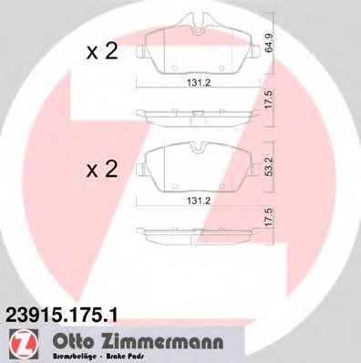 239151751 Zimmermann Колодки гальмівні дискові, к-кт