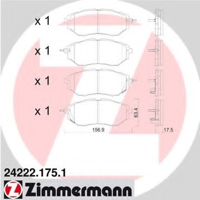 242221751 Zimmermann Колодки гальмівні дискові, к-кт передні