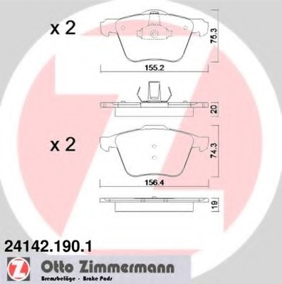 241421901 Zimmermann Колодки гальмівні дискові, к-кт