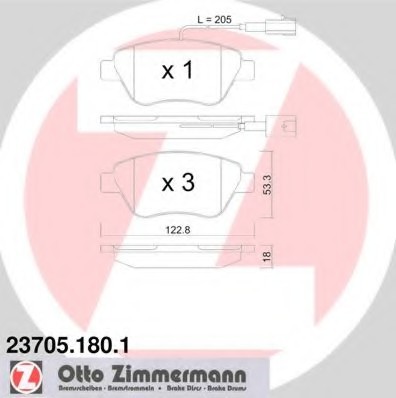 Фото комплект гальмівних колодок 237051801 Zimmermann 237051801 Zimmermann Комплект гальмівних колодок