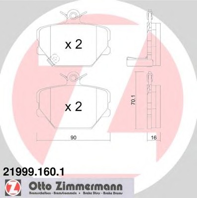 Фото колодки гальмівні дискові 219991601 Zimmermann 219991601 Zimmermann Колодки гальмівні дискові