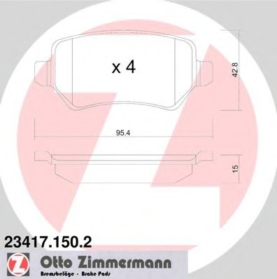 234171502 Zimmermann Колодки гальмівні дискові, к-кт