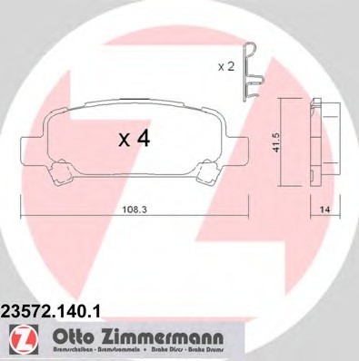 Фото колодки гальмівні дискові, к-кт 235721401 Zimmermann 235721401 Zimmermann Колодки гальмівні дискові, к-кт