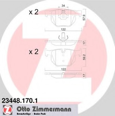 234481701 Zimmermann Колодки гальмівні дискові комплект; задн.