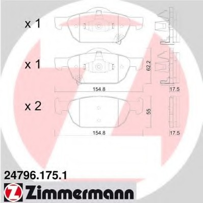 Фото колодки гальмівні дискові 247961751 Zimmermann 247961751 Zimmermann Колодки гальмівні дискові