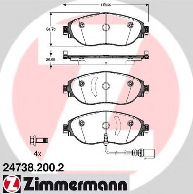 247382002 Zimmermann Колодки гальмівні дискові, к-кт