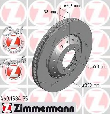 Фото гальмiвнi диски Formula Z 460158475 Zimmermann 460158475 Zimmermann Гальмiвнi диски Formula Z