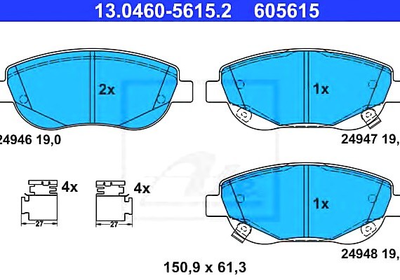 13046056152 Ate Колодки гальмівні дискові, к-кт