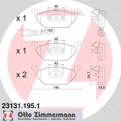 231311951 Zimmermann Колодки гальмівні дискові, к-кт передні