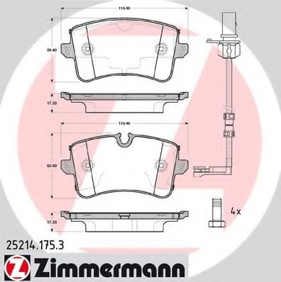 252141753 Zimmermann Колодки гальмівні дискові, к-кт