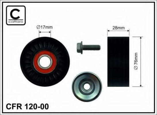 12000 CAFFARO Ролик натягнення 76x17x28 Audi A4/A6 1.6/1.8T/2