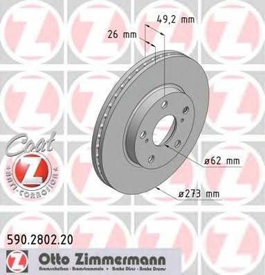 Фото гальмiвнi диски 590280220 Zimmermann 590280220 Zimmermann Гальмiвнi диски