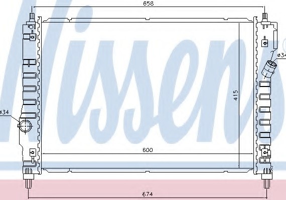 61628 NISSENS (Дания) Радіатор CHEVROLET AVEO (T250, T255) (05-) 1.2 i 16V NISSENS