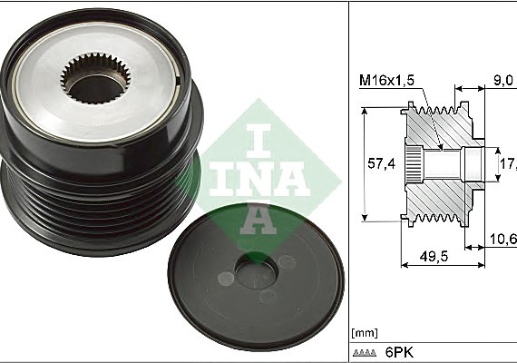 535018910 INA (Germany) Обгінна муфта генератора 535018910 INA