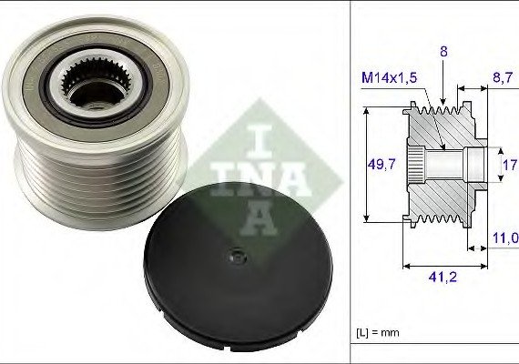 535014110 INA (Germany) Обгонная муфта генератора 535014110 INA