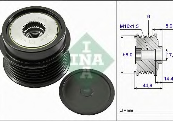 535027110 INA (Germany) Обгонная муфта генератора 535027110 INA