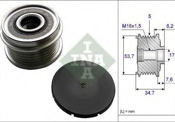 535021110 INA (Germany) Обгінна муфта генератора 535021110 INA