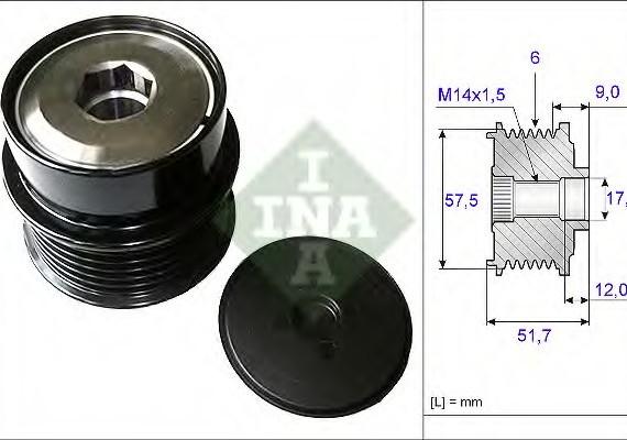 535019710 INA (Germany) Обгінна муфта генератора 535019710 INA