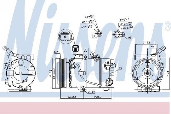 890243 NISSENS (Дания) Компресор кондиціонера HYUNDAI ELANTRA/ KIA CERATO 2008- (Nissens)