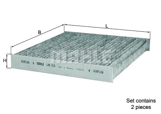 LAK 216 MAHLE Фильтр салона угольный LAK 216 MAHLE
