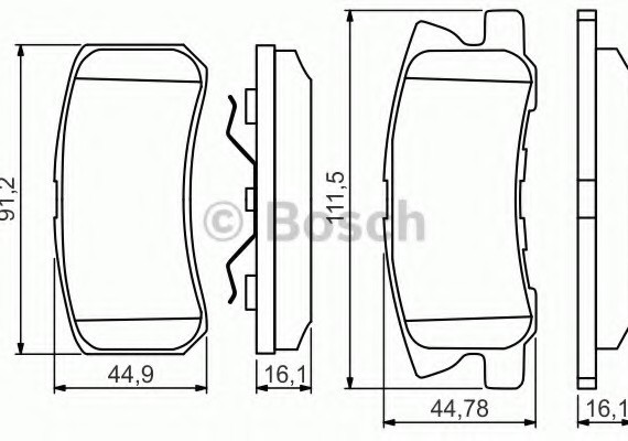 0986495357 BOSCH Комплект гальмівних колодок з 4 шт. дисків