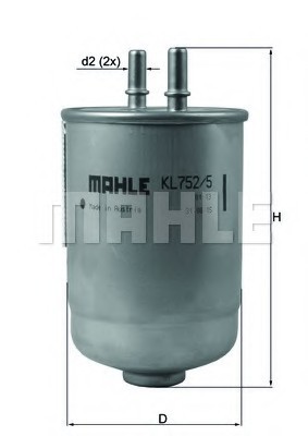 KL 752/5 D MAHLE Фильтр топливный KL 752/5 D MAHLE