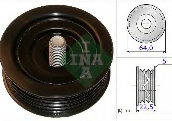 532064210 INA (Germany) Паразитний / провідний ролик, поліклиновий ремінь INA