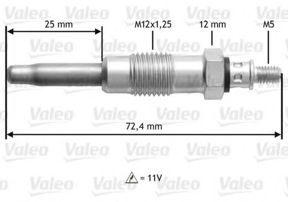 Фото свеча накаливания 345100 VALEO 345100 Valeo PHC 345100 Valeo PHC Свеча накаливания 345100 VALEO