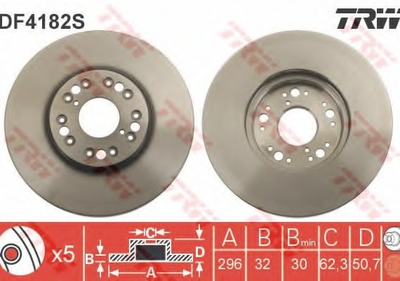 DF4182S TRW / LUCAS (Германия) Тормозной диск DF4182S TRW