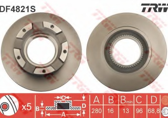 DF4821S TRW / LUCAS (Германия) Гальмівний диск TRW