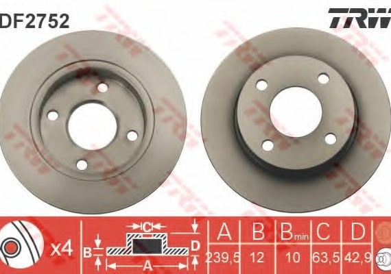DF2752 TRW / LUCAS (Германия) Тормозной диск DF2752 TRW
