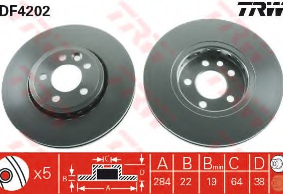 DF4202 TRW / LUCAS (Германия) Тормозной диск DF4202 TRW