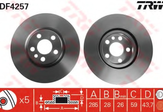 DF4257 TRW / LUCAS (Германия) Тормозной диск DF4257 TRW