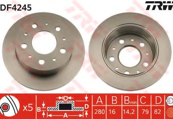 DF4245 TRW / LUCAS (Германия) Гальмівний диск TRW