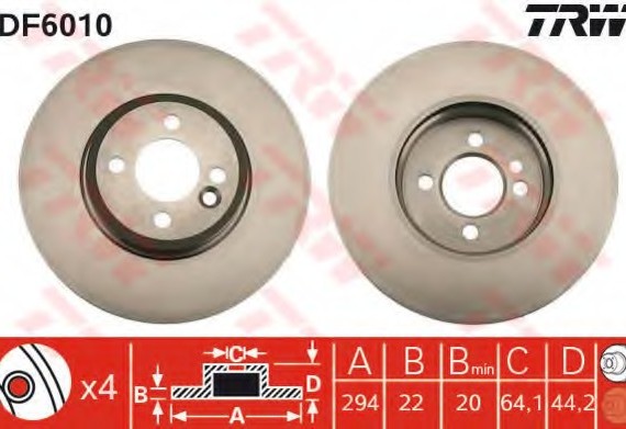 DF6010 TRW / LUCAS (Германия) Гальмівний диск TRW