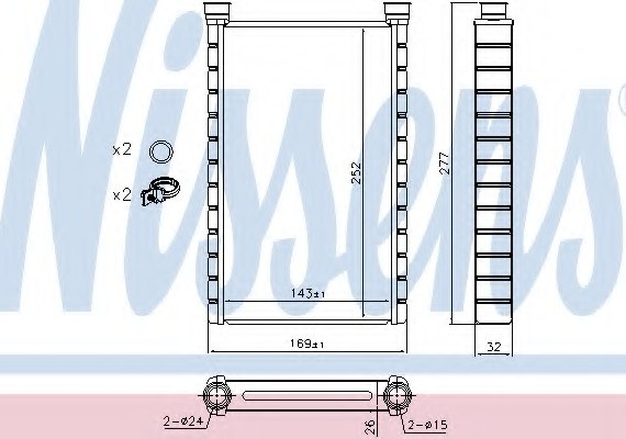 70527 NISSENS (Дания) Радіатор обігріу салону